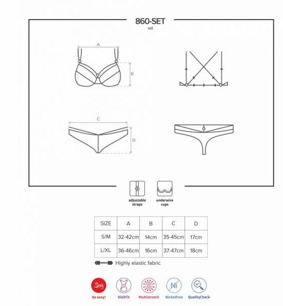 Комплект Obsessive 860-SET-3 2 pcs set red S/M