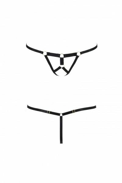 Трусики стринги из стреп ARMANDA THONG black L/XL - Passion Exclusive