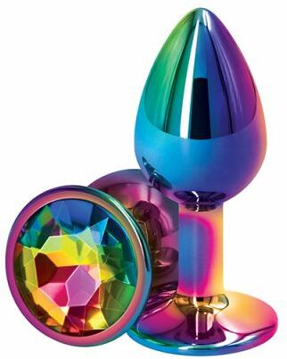 Радужная анальная пробка REAR ASSETS RAINBOW, S
