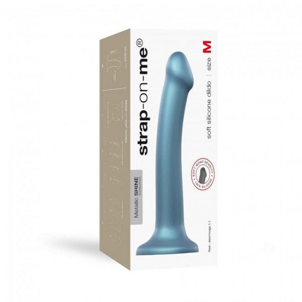 Насадка для страпона Strap-On-Me Mono Density Dildo Blue M, диам. 3,3см, однослойный силикон, гибкий
