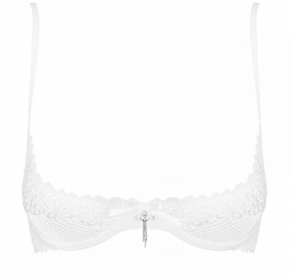 Комплект открытая грудь Obsessive ALABASTRA Set S/M белый