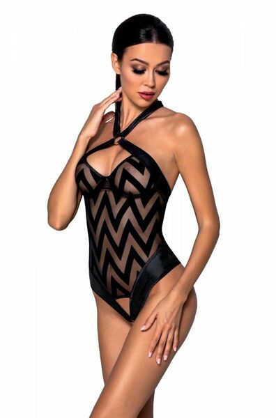 Сетчатый боди с халтером и ритмичным рисунком Hima Body black XXL/XXXL - Passion