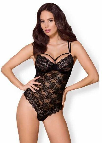 Боди Obsessive 860-TED-1 teddy black S/M