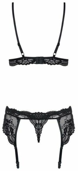 Комплект с поясом для чулок Obsessive 810-SEG-1 3 pcs set black L/XL