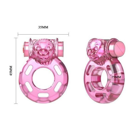 Эрекционное кольцо с вибрацией и презервативом Pink Bear || 