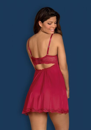 Бебидолл Obsessive Rosalyne babydoll & thong red S/M || 