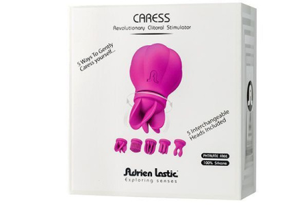 Вибратор Adrien Lastic Caress с крутящимися насадками для стимуляции эрогенных зон || 