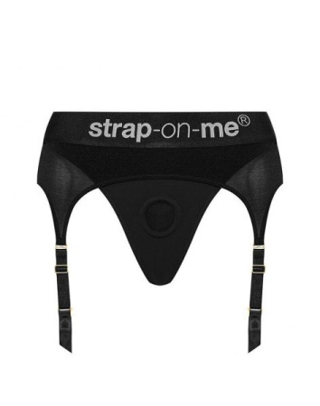 Трусы для страпона с подвязками для чулок Strap-On-Me REBEL HARNESS - S || 