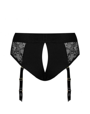 Кружевные трусы для страпона с подвязками для чулок Strap-On-Me DIVA HARNESS - L || 