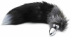 Металлическая анальная пробка Лисий хвост Alive Black And White Fox Tail M || 