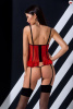 Корсет с открытой грудью CHERRY CORSET red L/XL - Passion Exclusive, трусики, пажи, стрэпы, оборочки || 