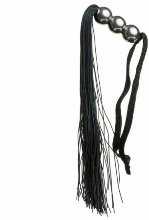 F61431 Плетка из силикона ручка 3 шарика FLOGGER BLACK METAL