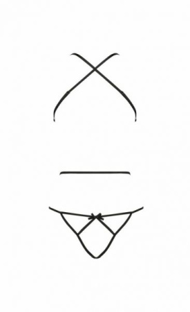 Боди с имитацией кожи и стрепами ASUNA BODY black S/M Passion || 