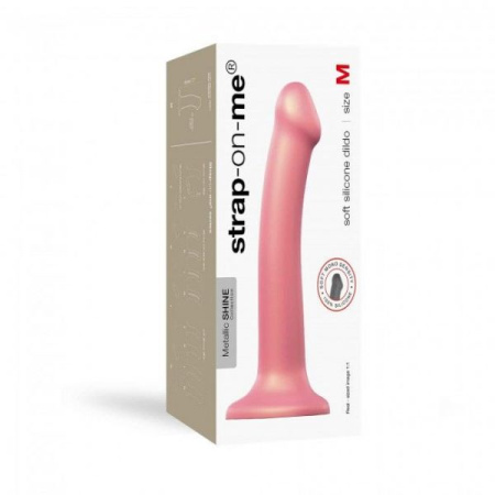 Насадка для страпона Strap-On-Me Mono Density Dildo Rose M, диам. 3,3см, однослойный силикон, гибкий || 