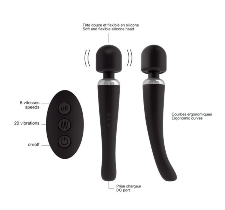Мощный вибромассажер Dorcel MEGAWAND Black водонепроницаемый, перезаряжаемый, 160 режимов || 
