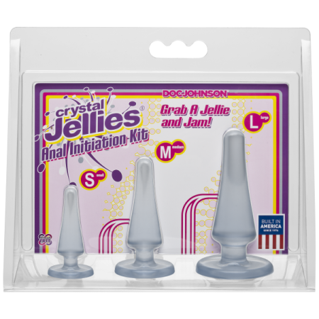 Набор анальных пробок Doc Johnson Crystal Jellies Anal - Clear, макс. диаметр 2см - 3см - 4см || 