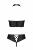 Комплект из эко-кожи: бра и трусики с имитацией шнуровки Nancy Bikini black L/XL - Passion || 