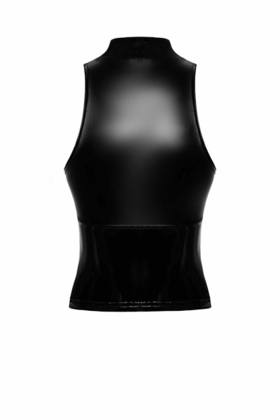 Топ Noir Handmade F324 Glam wetlook top with vinyl corset