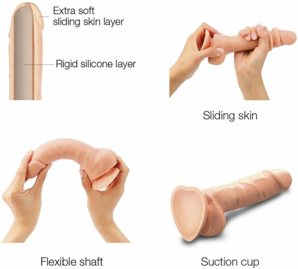 Реалистичный фаллоимитатор Strap-On-Me Sliding Skin Realistic Dildo Vanille - M, эффект подвижной ко