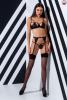 Комплект белья PERDITA SET black XXL/XXXL - Passion Exclusive: стрэпы: лиф, стринги и пояс для чулок || 