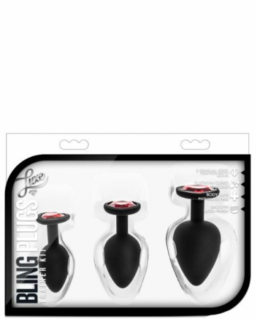 Набор анальных пробок LUXE BLING PLUGS TRAINING KIT RED GEMS || 