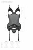 Корсет Passion Christa Corset black L/XL: с подвязками и ажурным лифом, стринги в комплекте || 