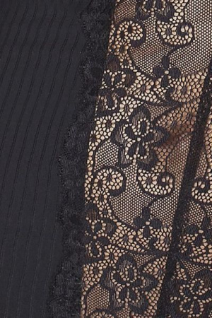(SALE) Сорочка приталенная с чашечками ZOJA CHEMISE black S/M - Passion Exclusive, трусики || 