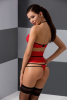 Комплект белья AKITA SET red L/XL - Passion Exclusive: широкий пояс, лиф, стринги || 