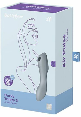 Вакуумный стимулятор с вибрацией Satisfyer Curvy Trinity 3 BlueGrey || 