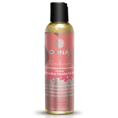 Массажное масло DONA Kissable Massage Oil Vanilla Buttercream (110 мл) можно для оральных ласк