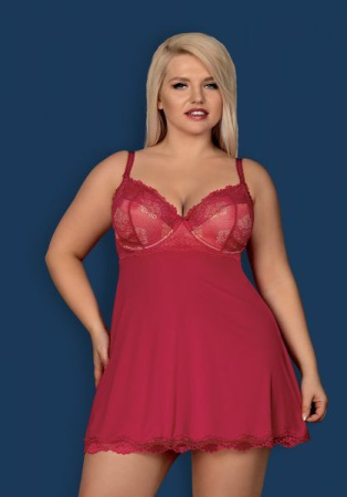 Бебидолл Obsessive Rosalyne babydoll & thong red L/XL || 