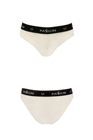 Трусики с широкой резинкой и кружевом Passion PS001 PANTIES ecru, size S || 