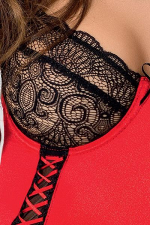 Сорочка приталенная с чашечкой RODOS CHEMISE red XXL/XXXL - Passion Exclusive, трусики || 