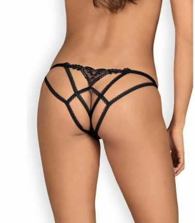Трусики Obsessive Chiccanta crotchless panties black S/M || 
