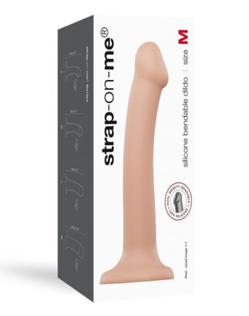 Насадка для страпона Strap-On-Me Dual Density Dildo Flesh M, диаметр 3,3см, двухслойная, гибкая || 