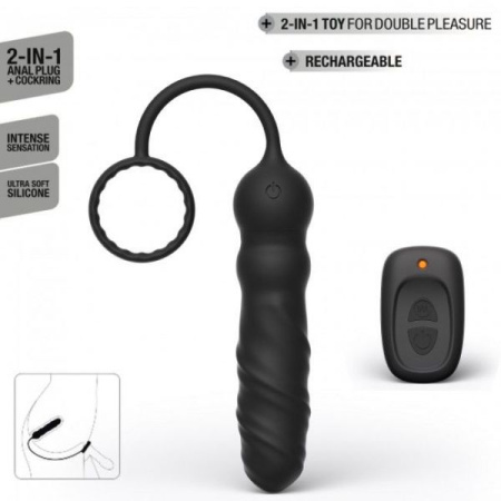 Анальный вибратор Dorcel Deep Seeker с эрекционным кольцом и пультом ДУ || 