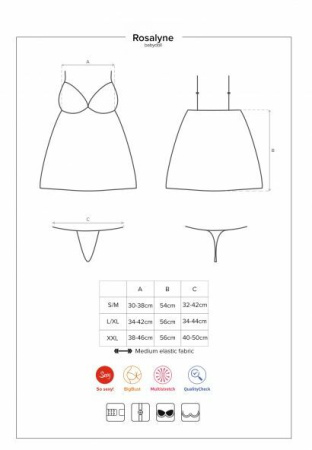 Бебидолл Obsessive Rosalyne babydoll & thong red S/M || 