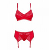 Комплект Obsessive Jolierose 3-pcs set red XXL || 