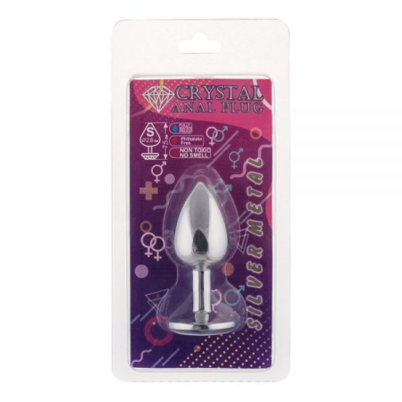 Анальная пробка,Silver Black Diamond, S || 