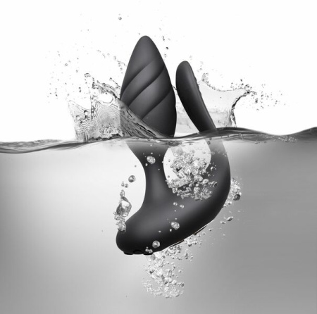 Анально-вагинальный вибратор для пар Rocks Off Cocktail Black, пульт ДУ || 