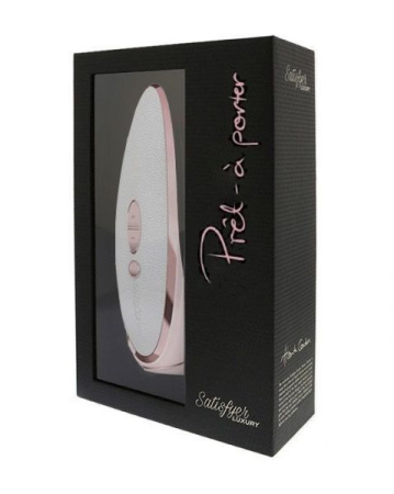Люксовый вакуумный стимулятор Satisfyer Luxury Pret-a-Porter White со вставкой из кожи || 