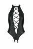 Боди из эко-кожи с имитацией шнуровки и открытым доступом Nancy Body black S/M - Passion || 