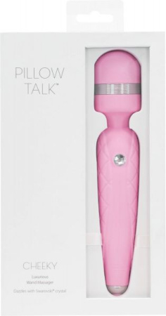 Роскошный вибромассажер PILLOW TALK - Cheeky Pink с кристаллом Swarovsky, плавное повышение мощности || 