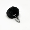 Металлическая анальная пробка Кроличий хвостик Alive Fluffly Twist Plug S Black || 