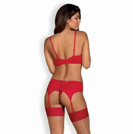 Комплект Obsessive Jolierose 3-pcs set red XXL || 