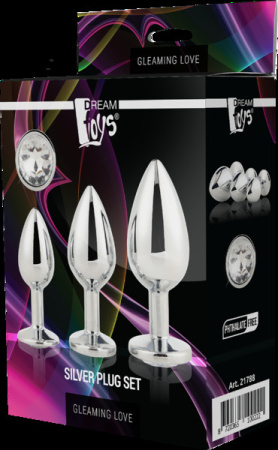 Набор анальных пробок Dream Toys GLEAMING LOVE SILVER PLUG SET || 