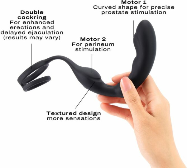 Массажер простаты Dorcel P-Ring с эрекционным кольцом и пультом ДУ