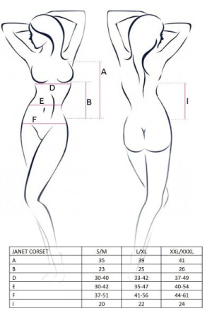 Корсет с пажами JANET CORSET white XXL/XXXL - Passion, трусики, полупрозрачный || 
