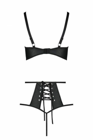 Комплект из эко-кожи Passion Tamaris Set black XXL/XXXL: бюстгальтер и трусики с перфорацией || 