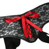 Трусы для страпона Sportsheets - SizePlus Grey&Black Lace Corsette, широкий пояс, бант, кружево || 